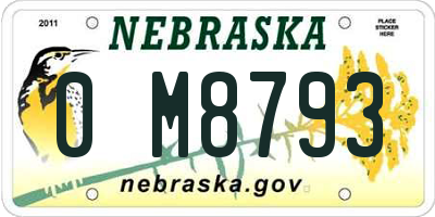 NE license plate 0M8793