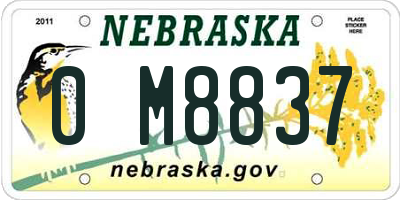 NE license plate 0M8837
