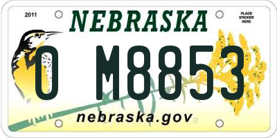 NE license plate 0M8853