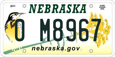 NE license plate 0M8967