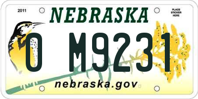 NE license plate 0M9231