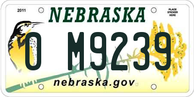NE license plate 0M9239