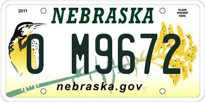 NE license plate 0M9672