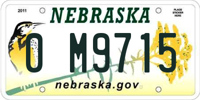 NE license plate 0M9715