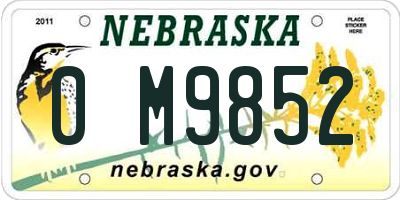 NE license plate 0M9852