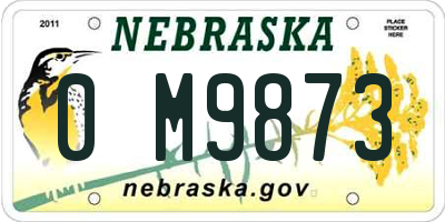 NE license plate 0M9873
