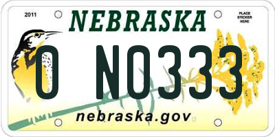 NE license plate 0N0333