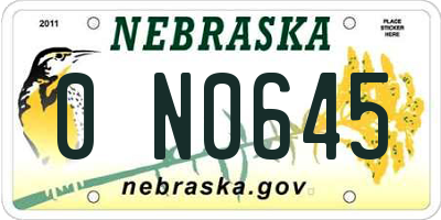 NE license plate 0N0645