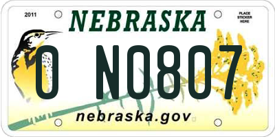 NE license plate 0N0807