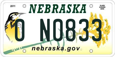 NE license plate 0N0833