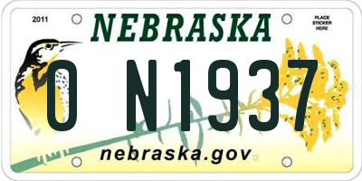 NE license plate 0N1937