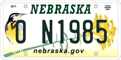 NE license plate 0N1985