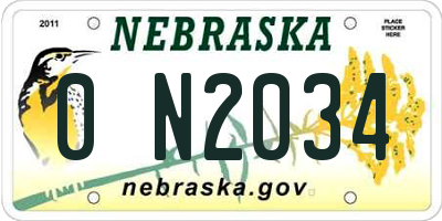 NE license plate 0N2034