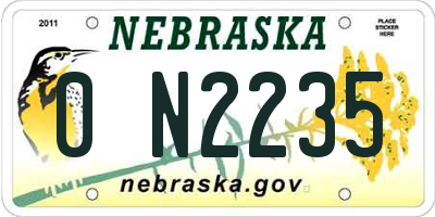 NE license plate 0N2235