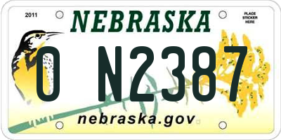 NE license plate 0N2387