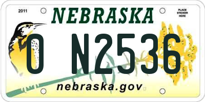 NE license plate 0N2536