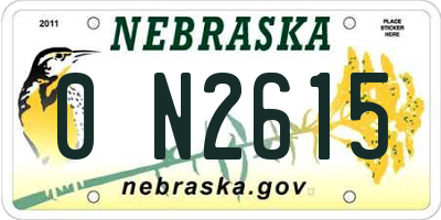 NE license plate 0N2615