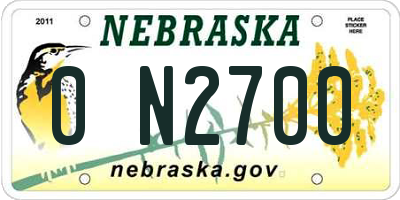 NE license plate 0N2700