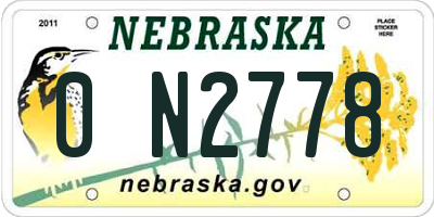 NE license plate 0N2778