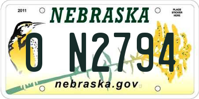 NE license plate 0N2794