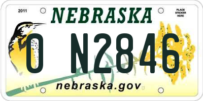 NE license plate 0N2846
