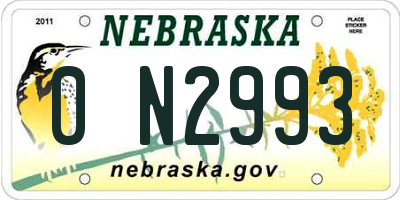 NE license plate 0N2993