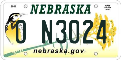 NE license plate 0N3024