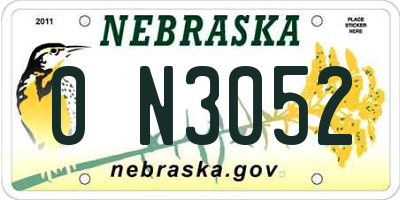 NE license plate 0N3052