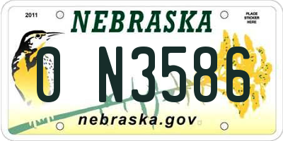 NE license plate 0N3586