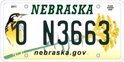 NE license plate 0N3663