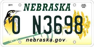 NE license plate 0N3698