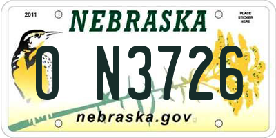NE license plate 0N3726