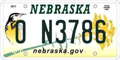 NE license plate 0N3786