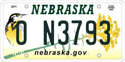 NE license plate 0N3793