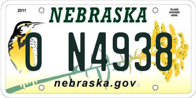 NE license plate 0N4938