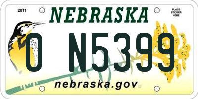 NE license plate 0N5399