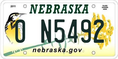 NE license plate 0N5492