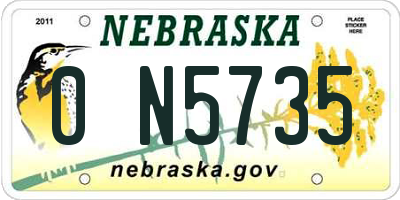 NE license plate 0N5735