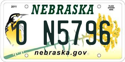 NE license plate 0N5796