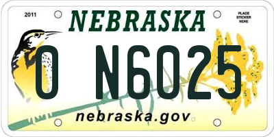 NE license plate 0N6025
