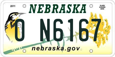 NE license plate 0N6167
