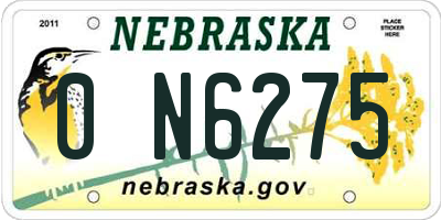 NE license plate 0N6275