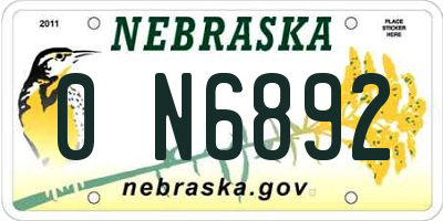 NE license plate 0N6892