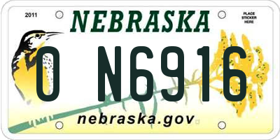 NE license plate 0N6916
