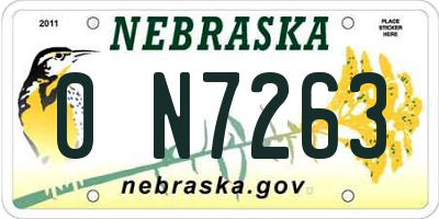 NE license plate 0N7263
