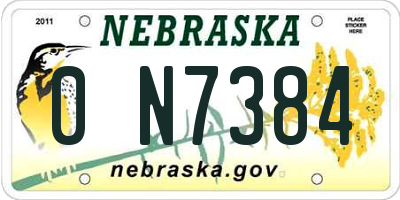 NE license plate 0N7384