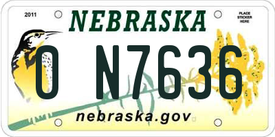 NE license plate 0N7636