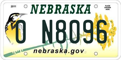 NE license plate 0N8096