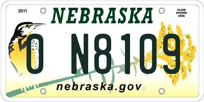 NE license plate 0N8109