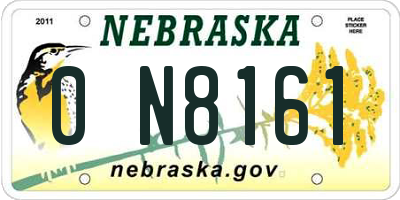 NE license plate 0N8161